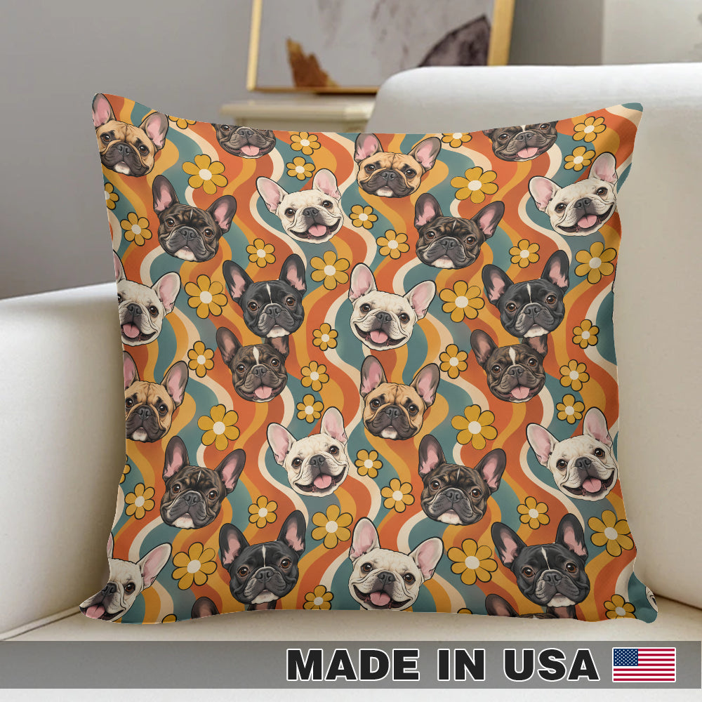 Retro Frenchie Grooves Pillow Cover