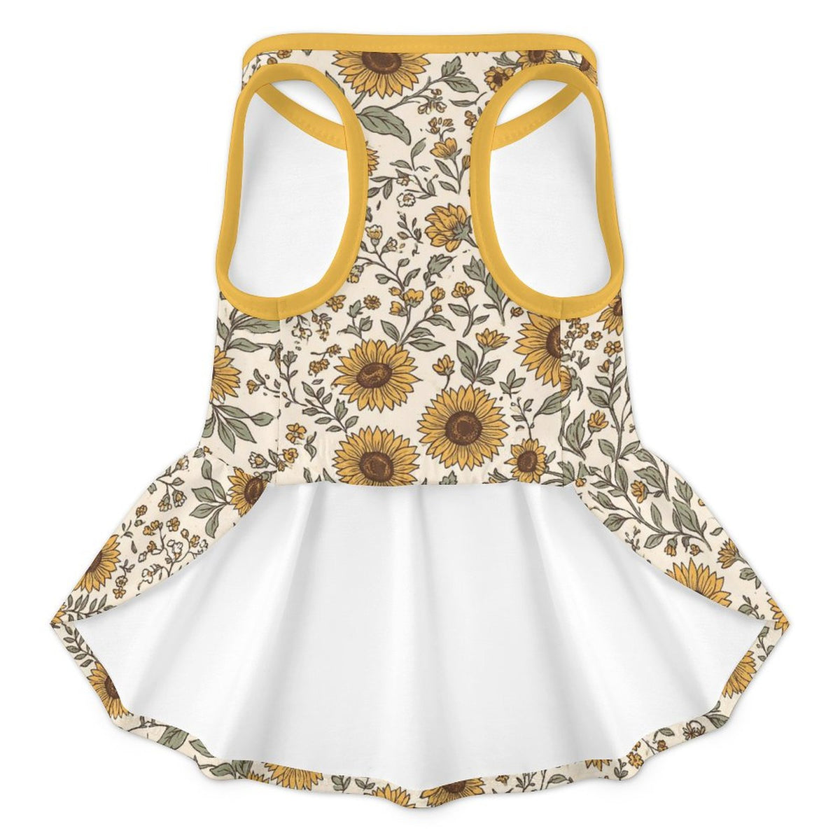 Vintage Sunflower Floral French Bulldog Ruffle Dress