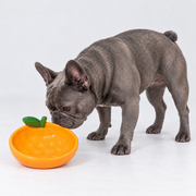 Fruit Party Angled Ceramic French Bulldog Bowl — Orange