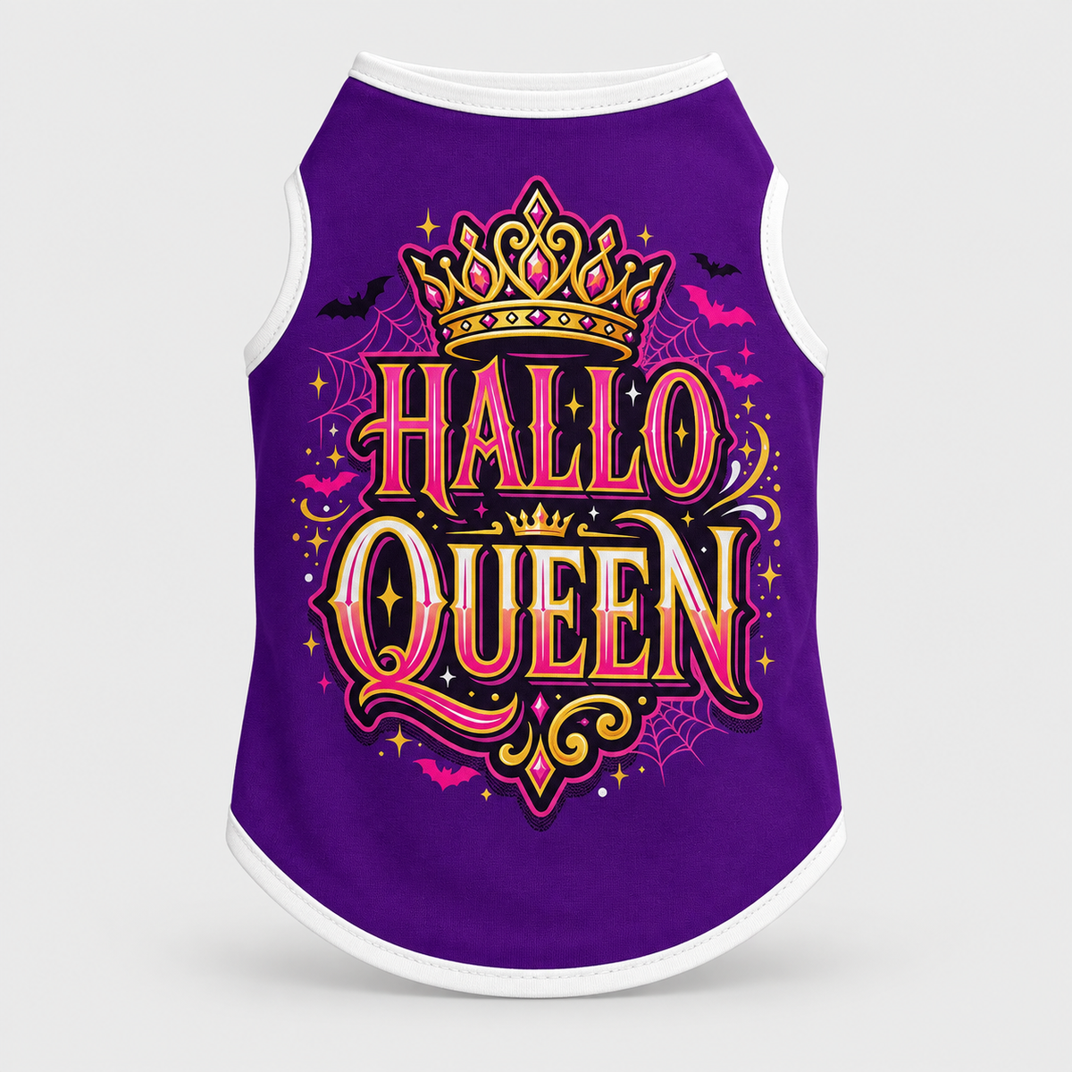 Hallo Queen Halloween French Bulldog Cotton Tank Top