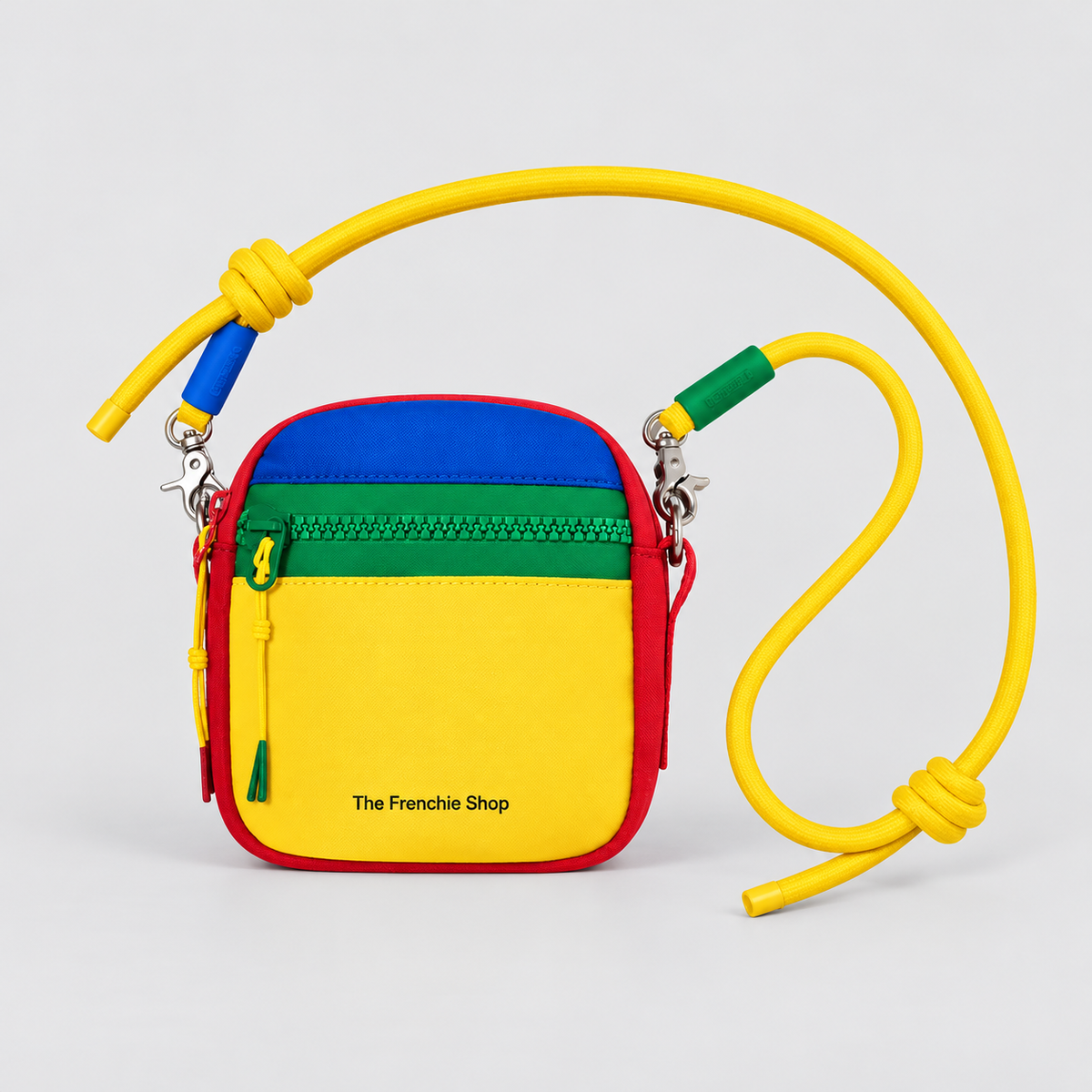 Colorblock French Bulldog Walking Crossbody Bag — Colorblock
