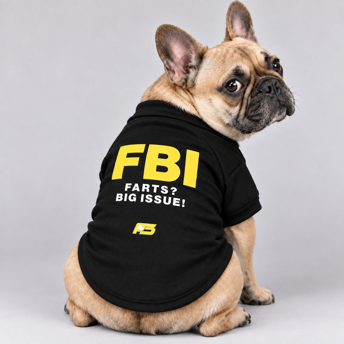 FBI: Farts? Big Issue! French Bulldog cardigan, cotton-blend sweatshirt with a cheeky slogan print