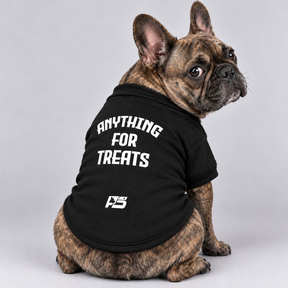 Anything for Treats French Bulldog cardigan, cotton-blend sweatshirt with bold slogan lettering