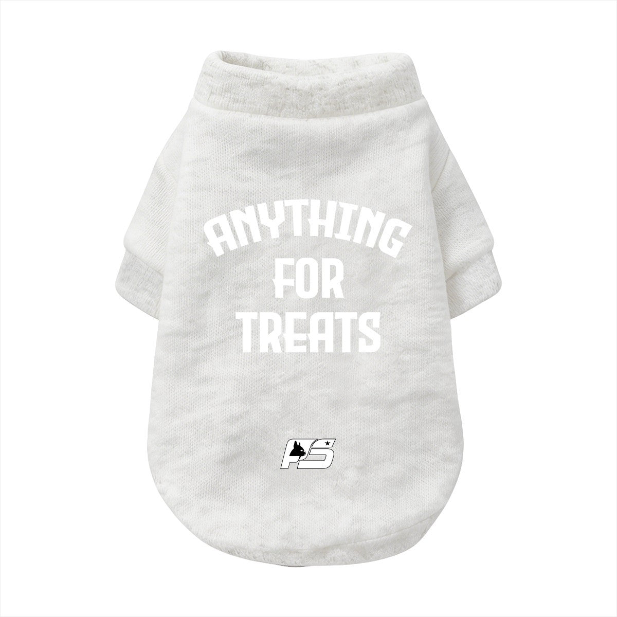 Anything for Treats French Bulldog cardigan with finished neckline, cuffs and curved hem