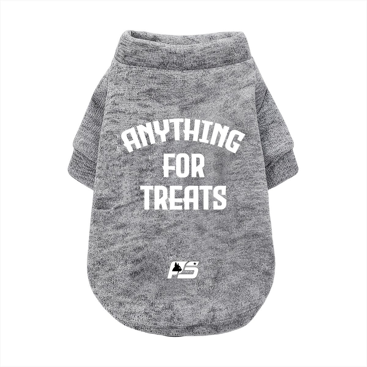 Anything for Treats French Bulldog cardigan, button-front dog sweatshirt in black, white or gray