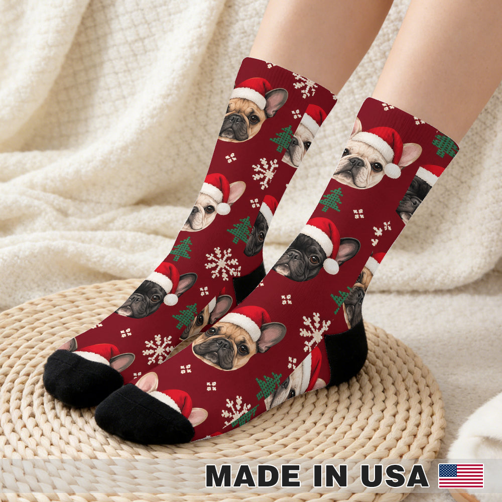 Frenchie Holiday Sweater Crew Socks