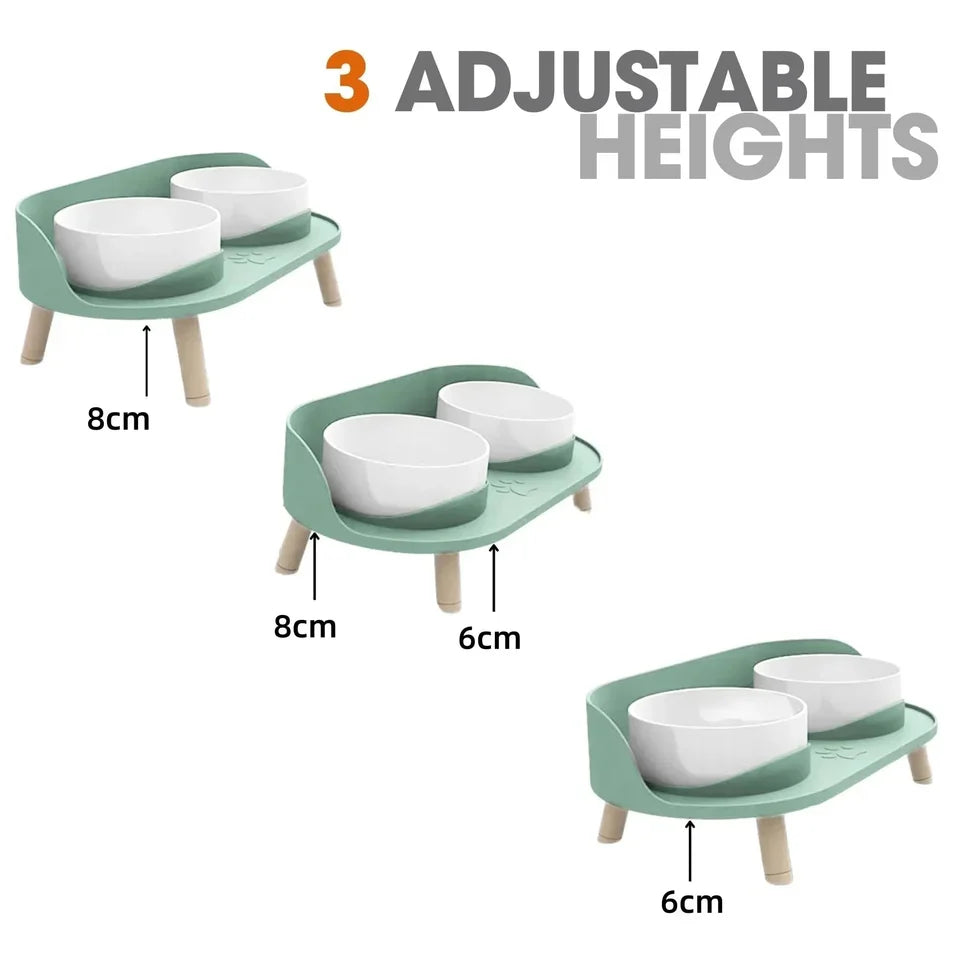 Frenchie bowl stand with anti-skid legs that hold steady against an eager eater