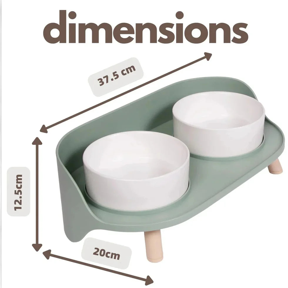 Elevated bowl set for Frenchies, available in white and black