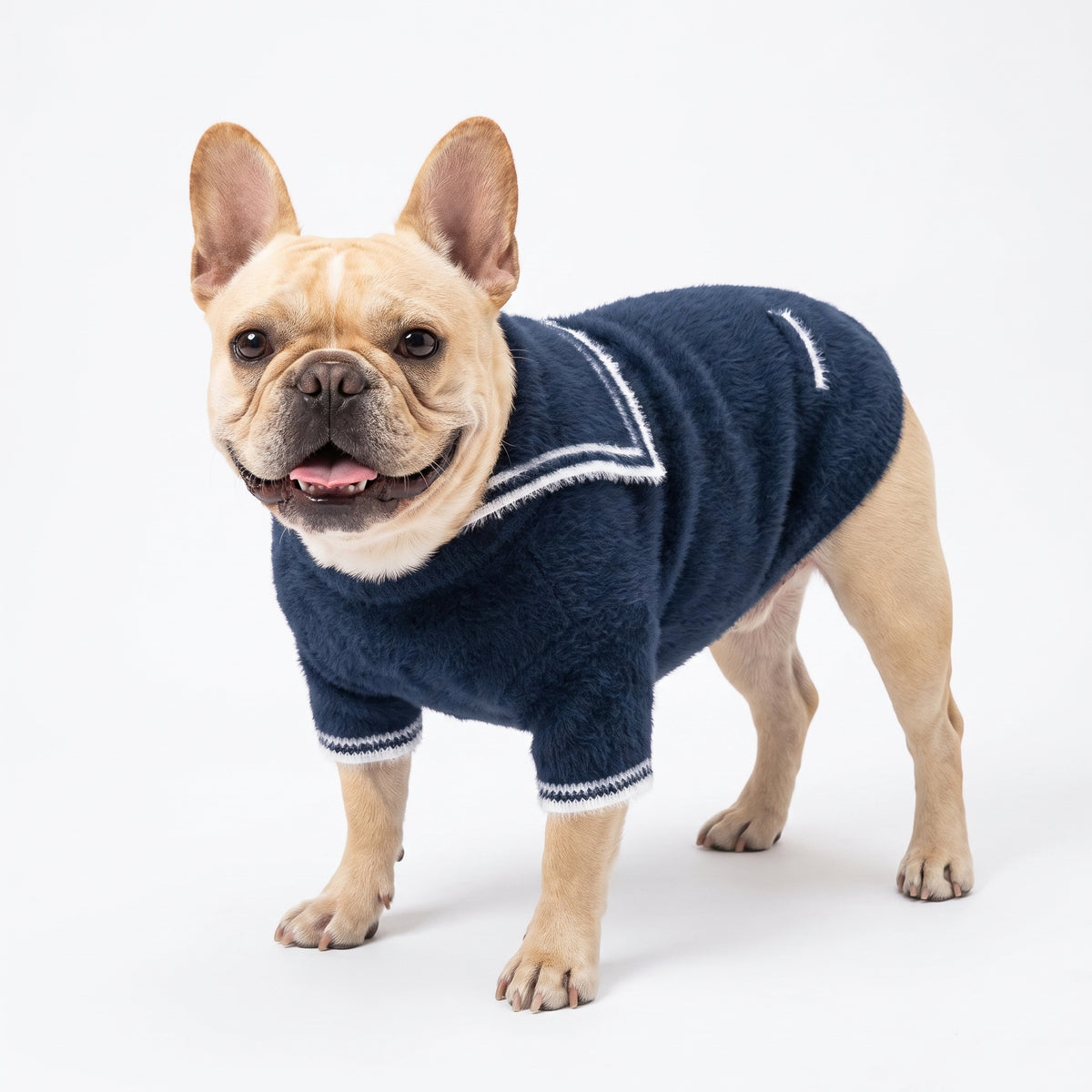 French Bulldog Ultra-Soft Winter Cardigan | Frenchie Mink Velvet Sailor Sweater