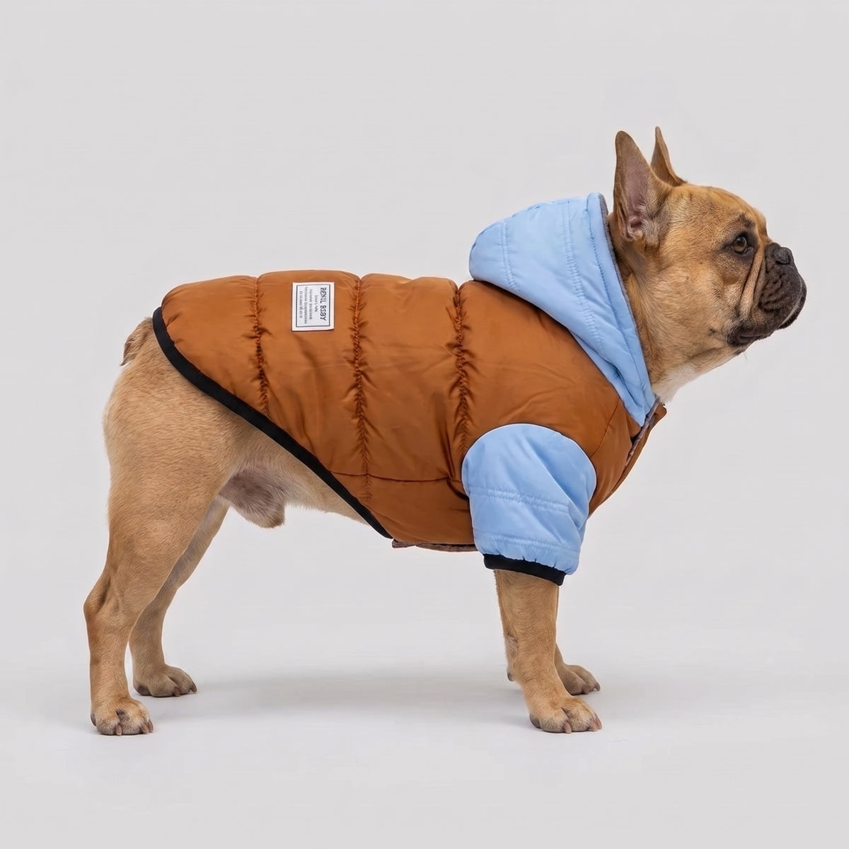 French Bulldog fleece-lined vest with built-in leash D-ring