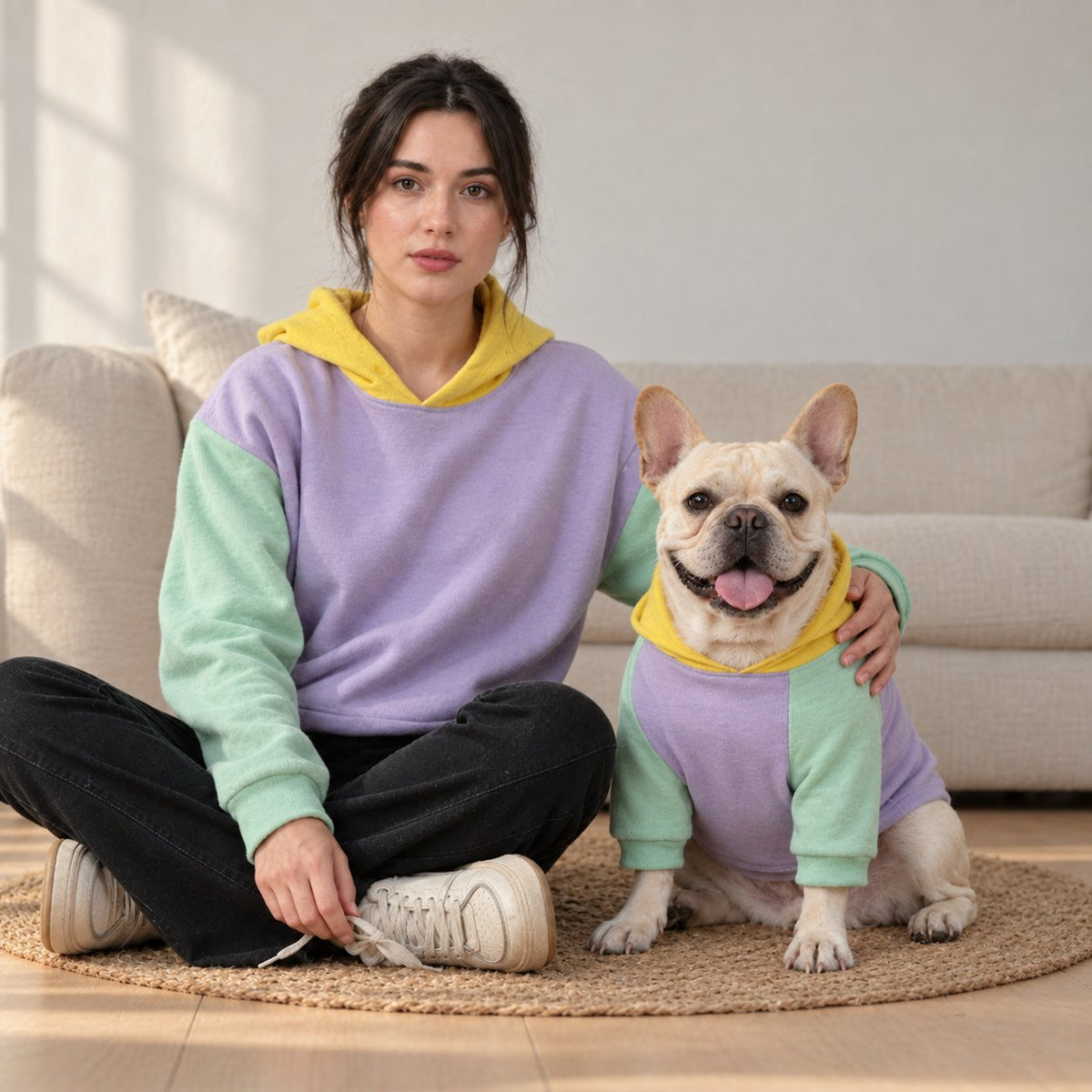 Flexible French Bulldog hoodie for spring and autumn wear