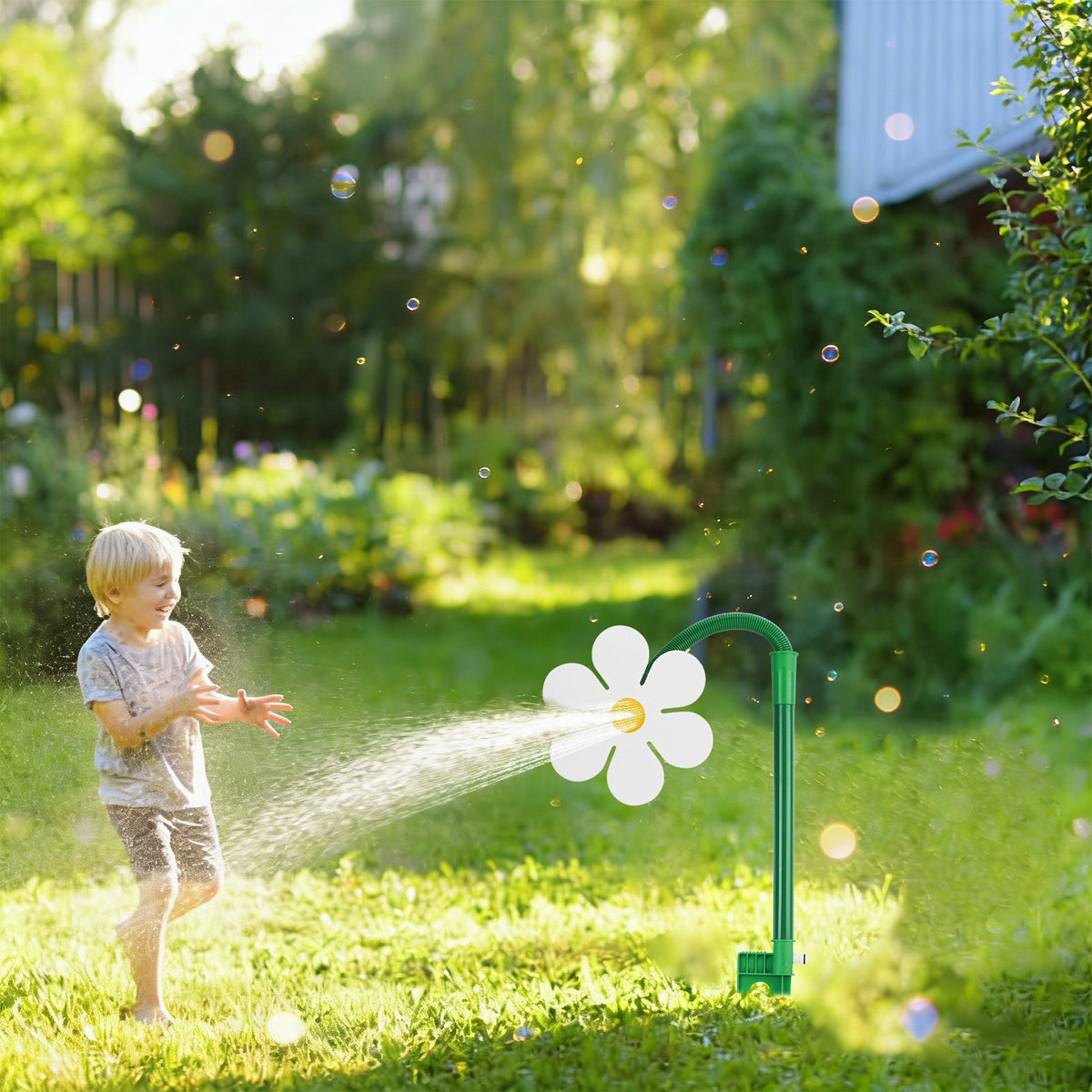 Garden sprinkler standing 75 cm tall on an 11.5 cm ground stake