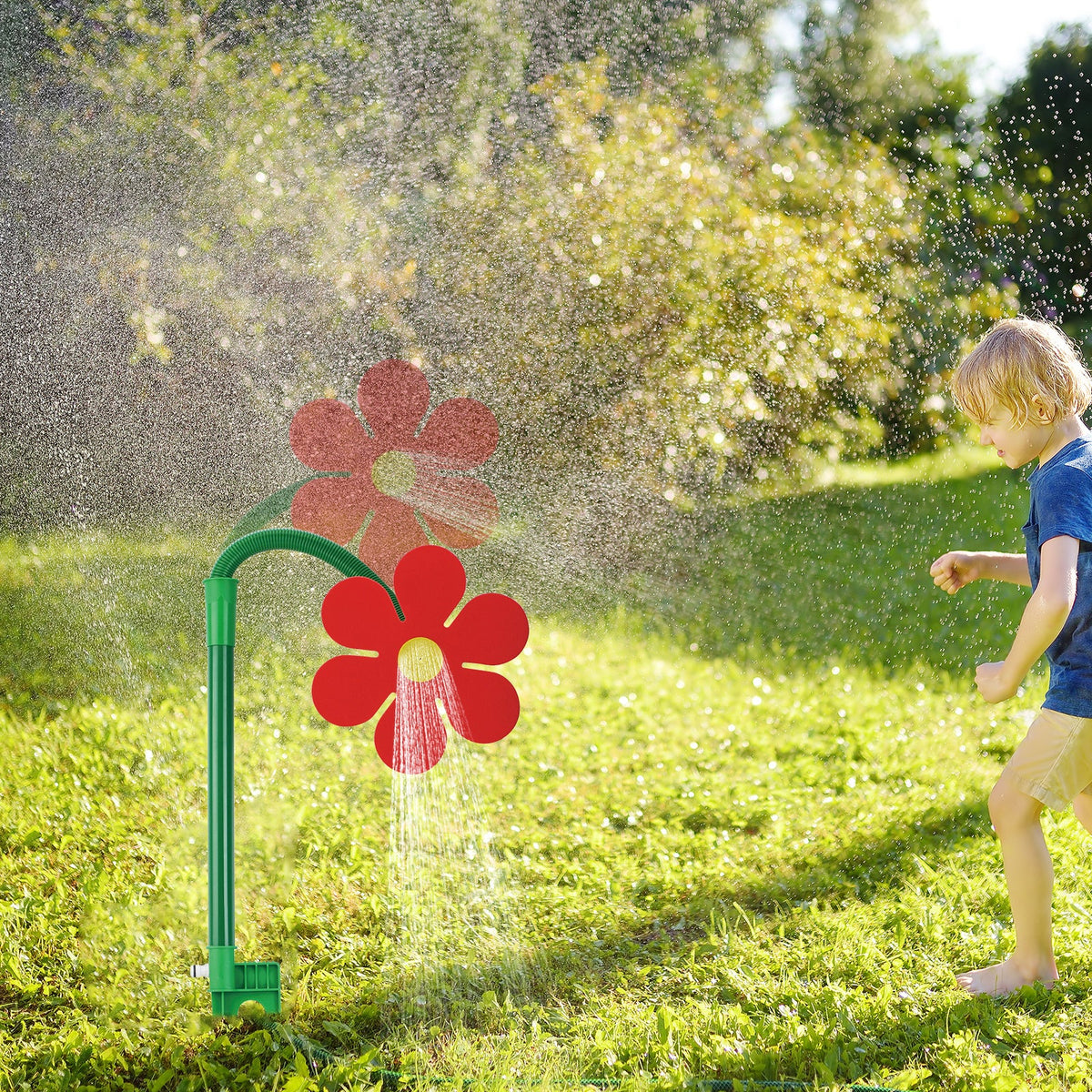 Rotating daisy garden sprinkler with a 360 degree spray