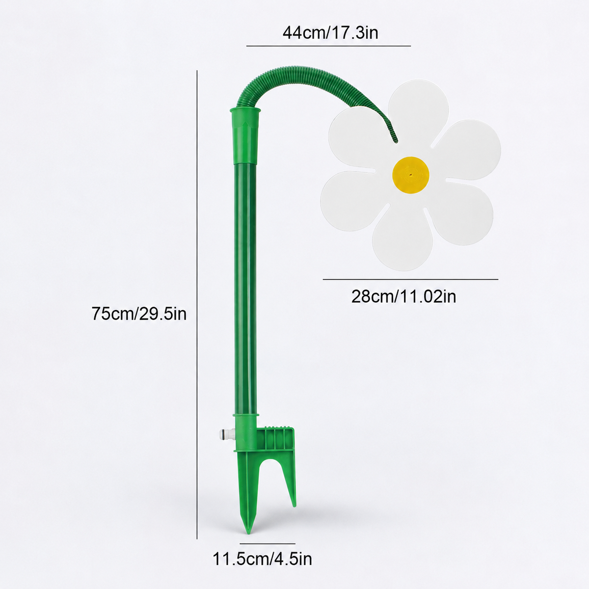 Rotating daisy garden sprinkler with a 360 degree spray