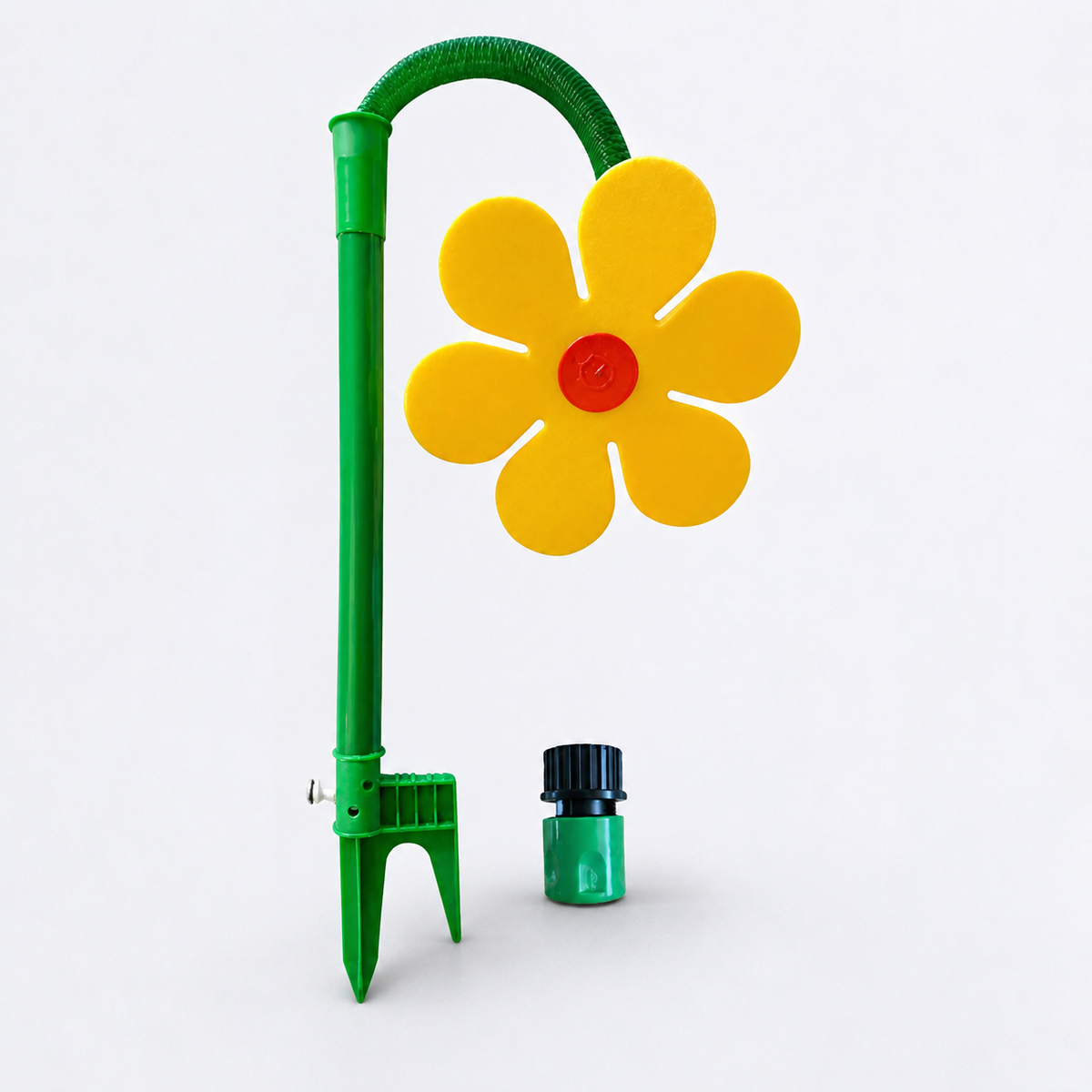 Rotating daisy garden sprinkler in red