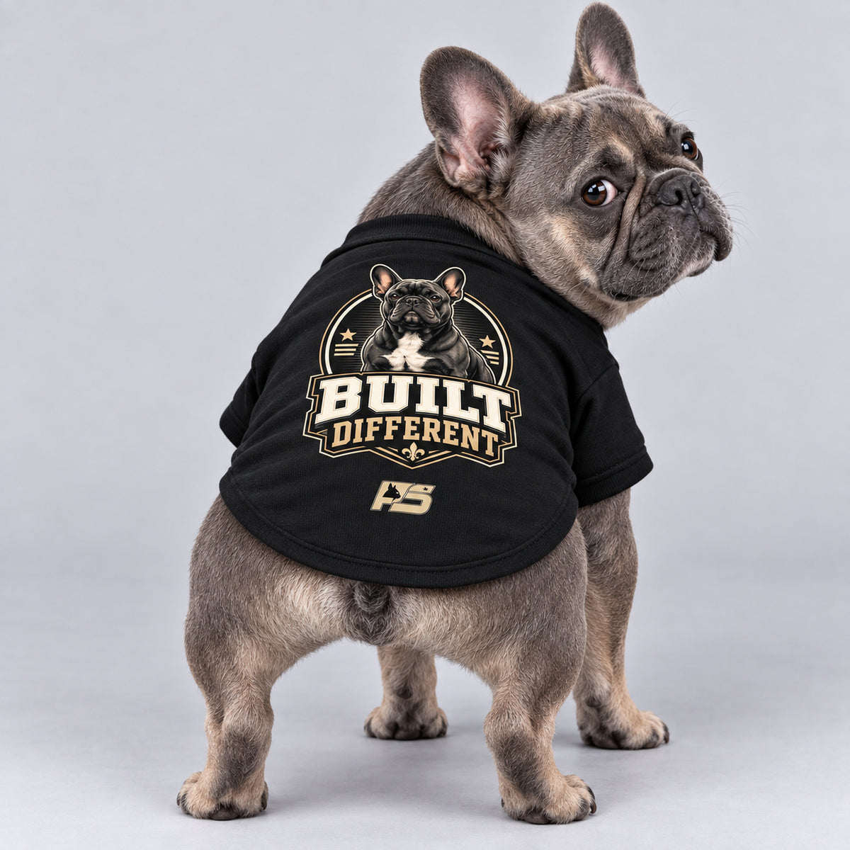 Built Different French Bulldog cardigan, cotton-blend sweatshirt with button front