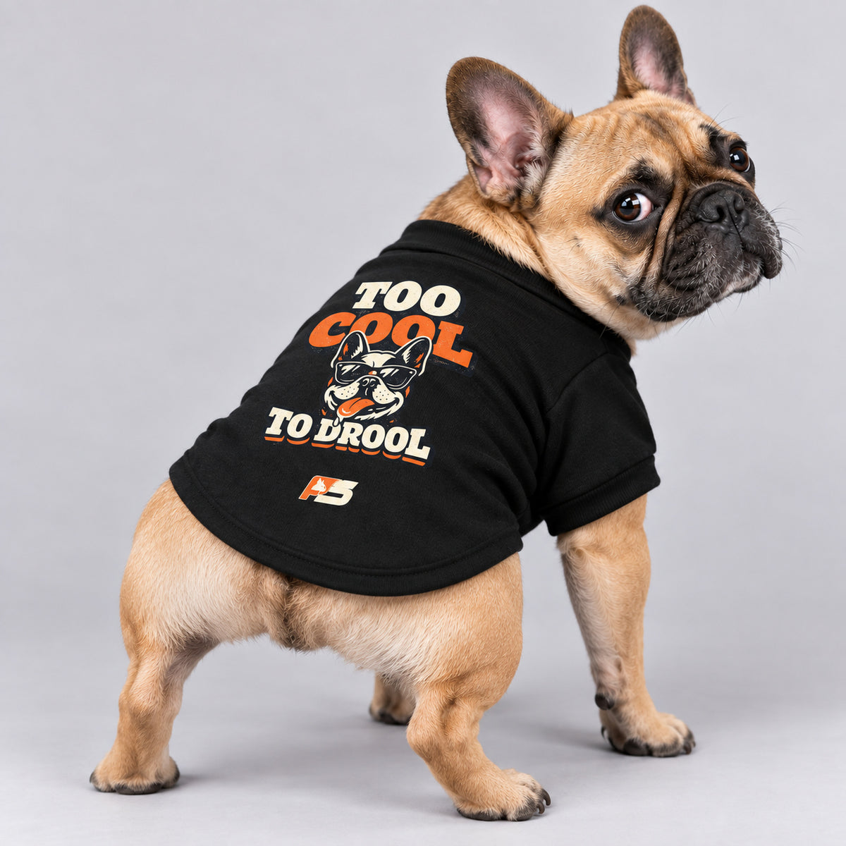 Too Cool to Drool French Bulldog cardigan, cotton-blend sweatshirt with button front