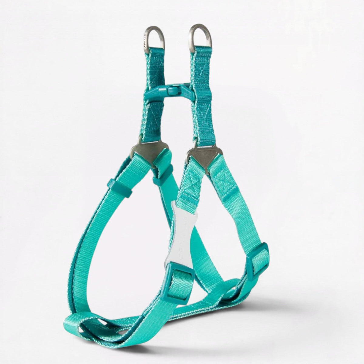 French Bulldog harness with rust-resistant metal connectors and reinforced stitching