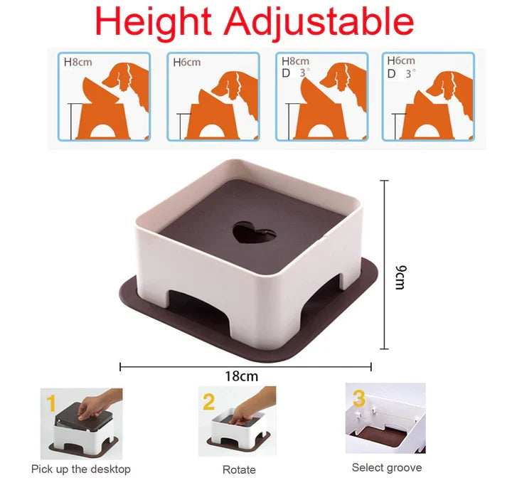 Frenchie feeding stand adjustable to roughly 6 to 8 cm high