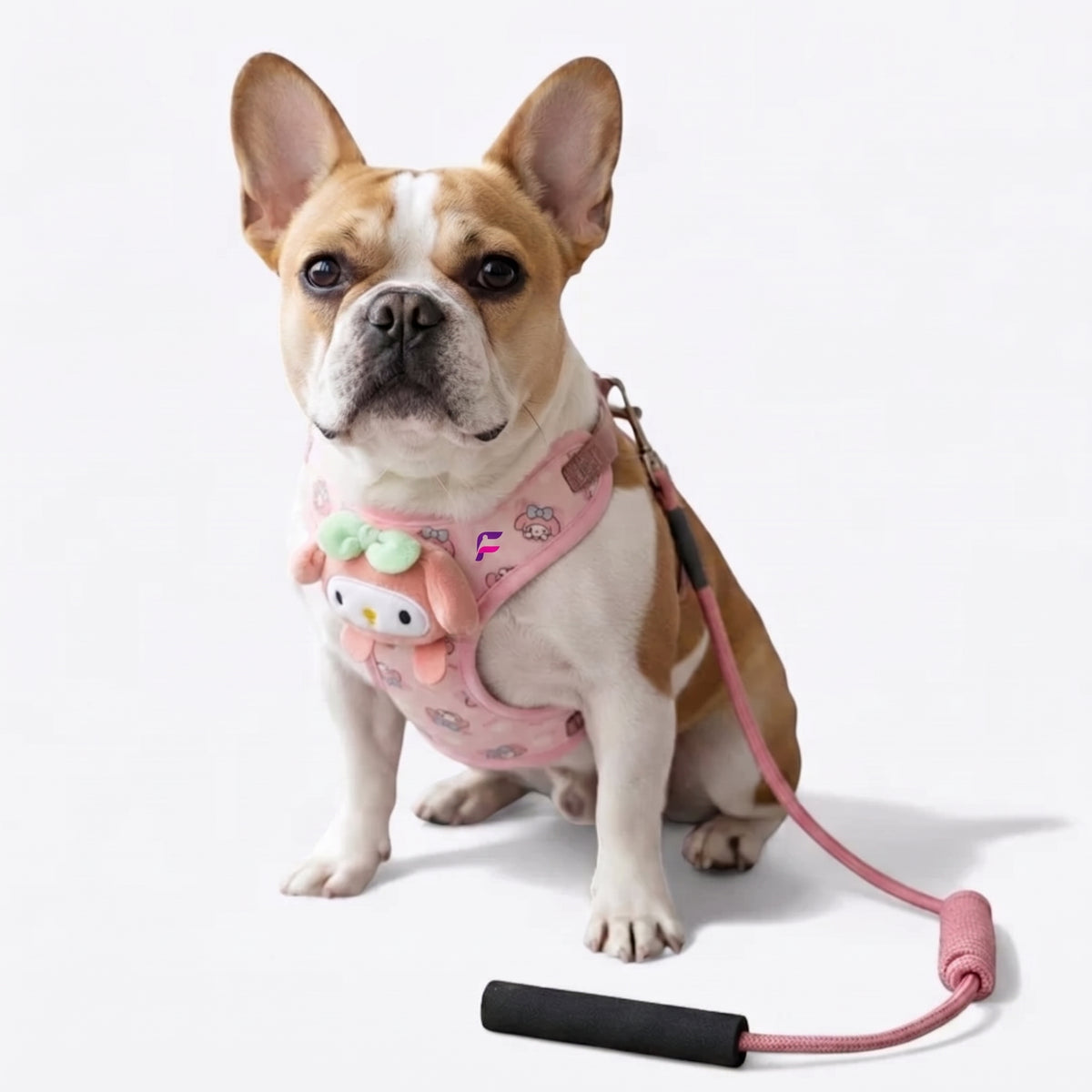 French Bulldog Cute Cartoon Harness & Leash Set | Frenchie Plush Character Set