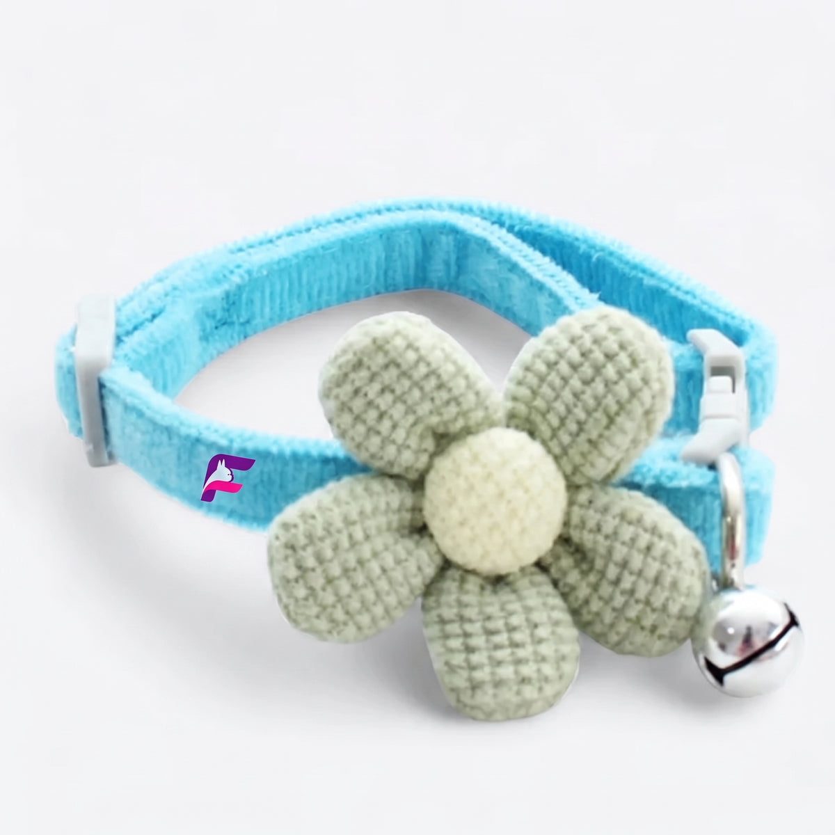 French Bulldog Cute Flower Collar with Bell | Frenchie Plush Bloom Collar