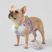 French Bulldog Cute Lace Floral Harness & Leash Set | Frenchie Charm Set
