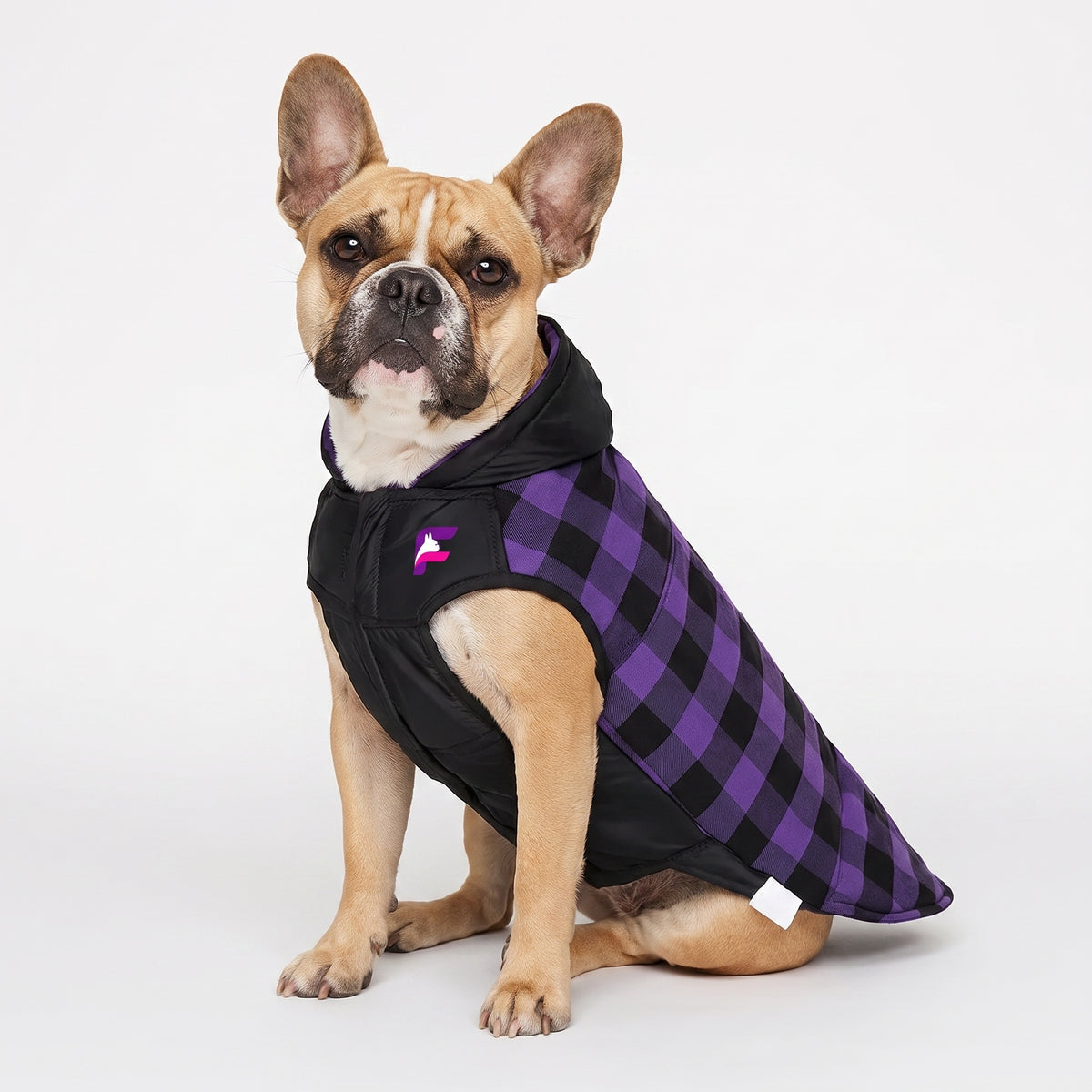 French Bulldog Double-Sided Windproof Coat | Frenchie Plaid Coat