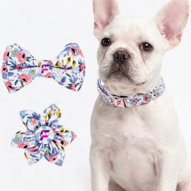 French Bulldog Flower Decorative Collar & Leash Set | Frenchie Floral Set