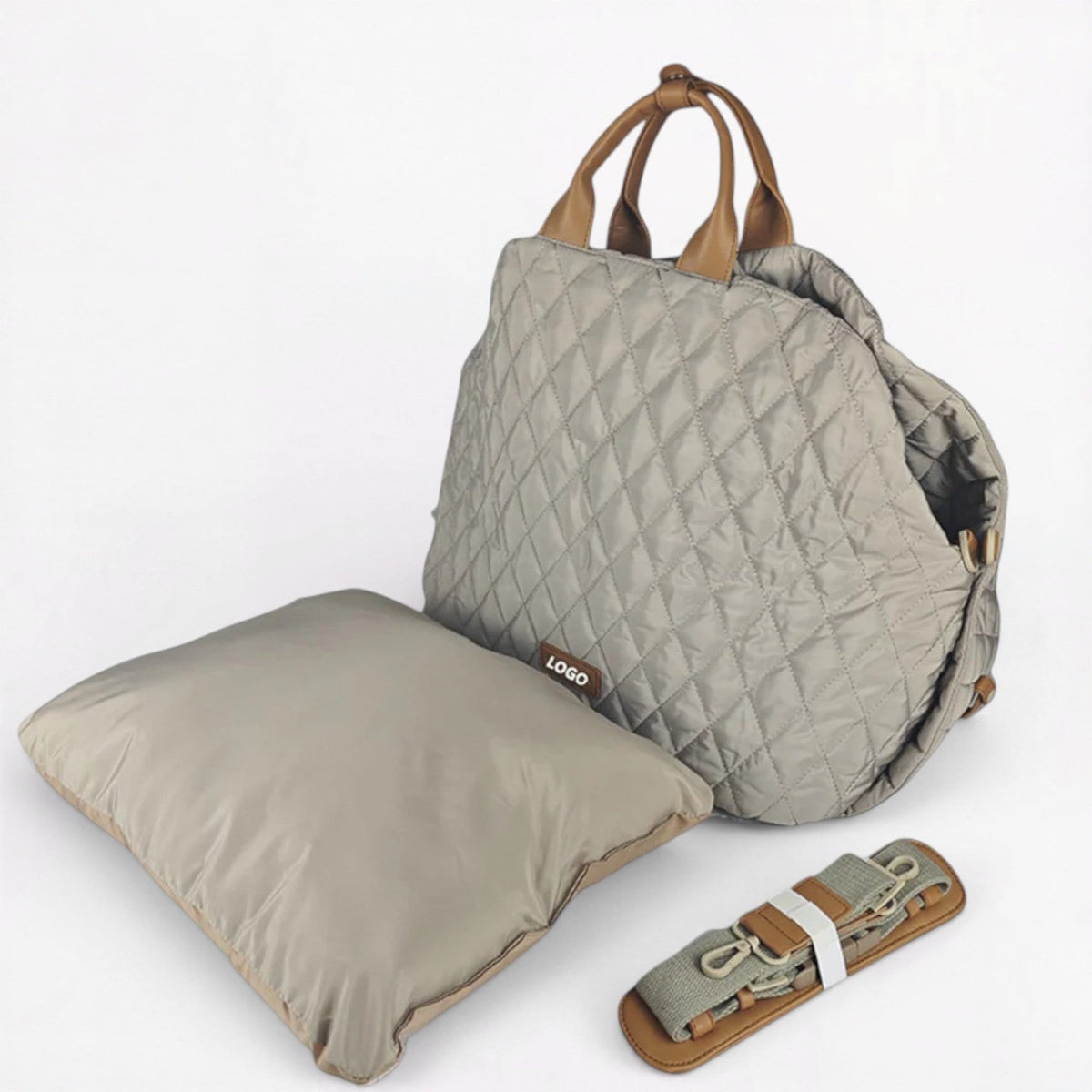 French Bulldog travel carrier bag with a built-in internal safety leash