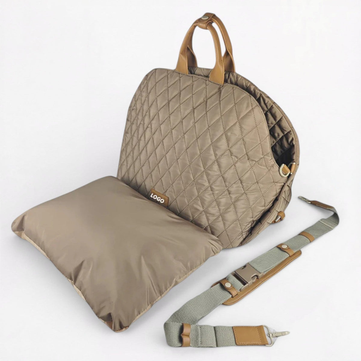 Quilted foldable carrier bag for French Bulldogs with PP cotton padding