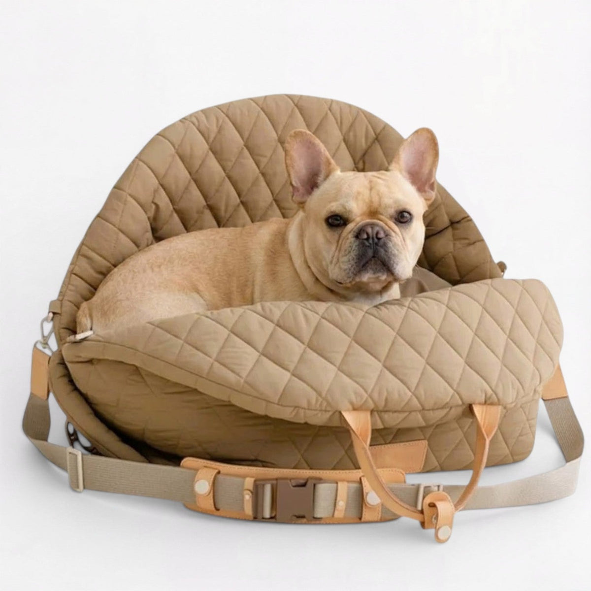 Quilted foldable carrier bag for French Bulldogs with PP cotton padding