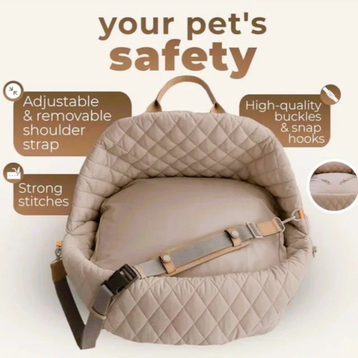 French Bulldog carrier bag with a removable cushioned pillow inside