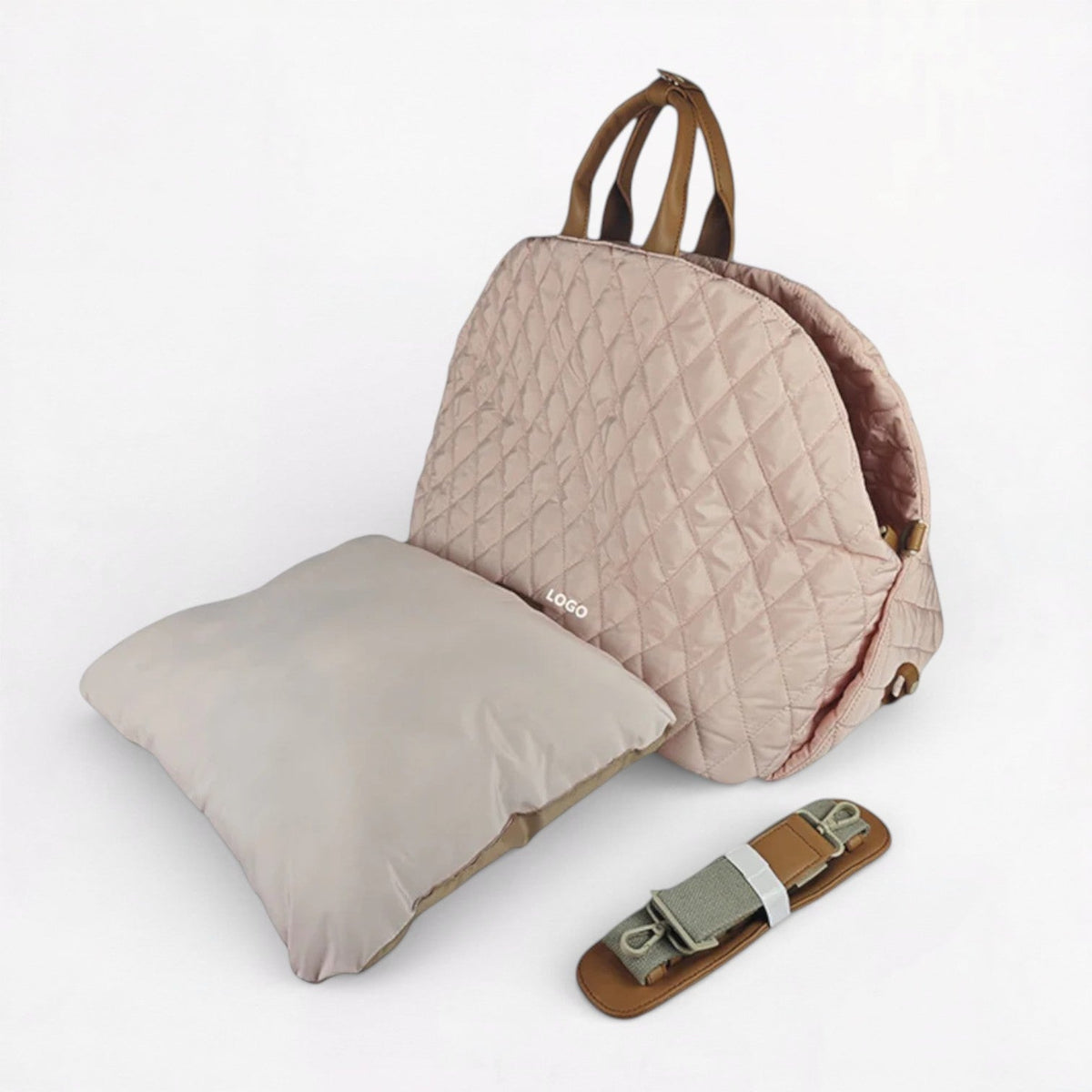 Roomy quilted carrier bag for French Bulldogs with space to sit up or lie down