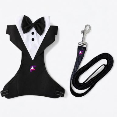 French Bulldog Formal Harness & Leash Set | Frenchie Tuxedo Set