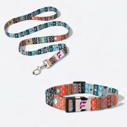 French Bulldog GeoPattern Collar & Leash Duo | Frenchie Galaxy Print Set