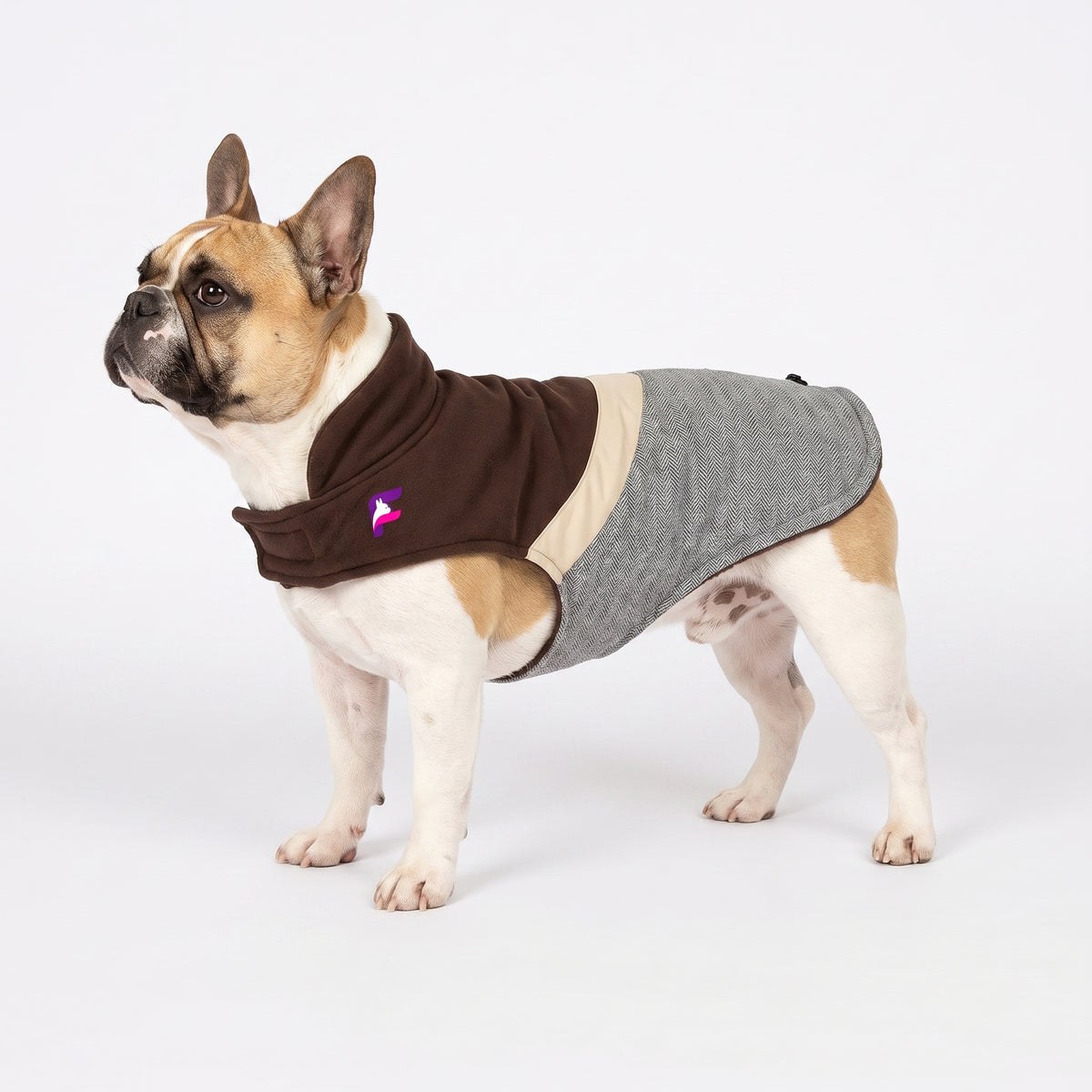 French Bulldog Herringbone Cotton Coat | Frenchie Classic Coat