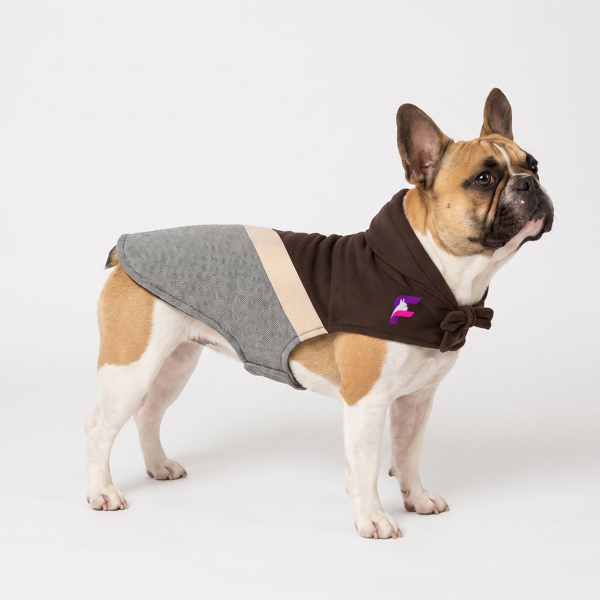 French Bulldog Herringbone Cotton Coat | Frenchie Classic Coat