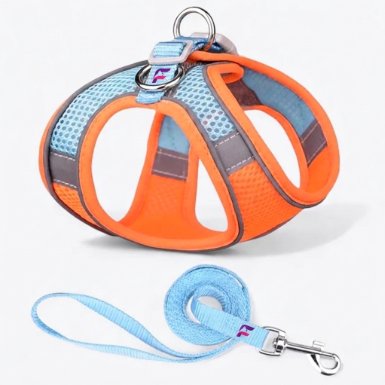 French Bulldog Mesh Reflective Harness & Leash Set | Frenchie Breathable Set