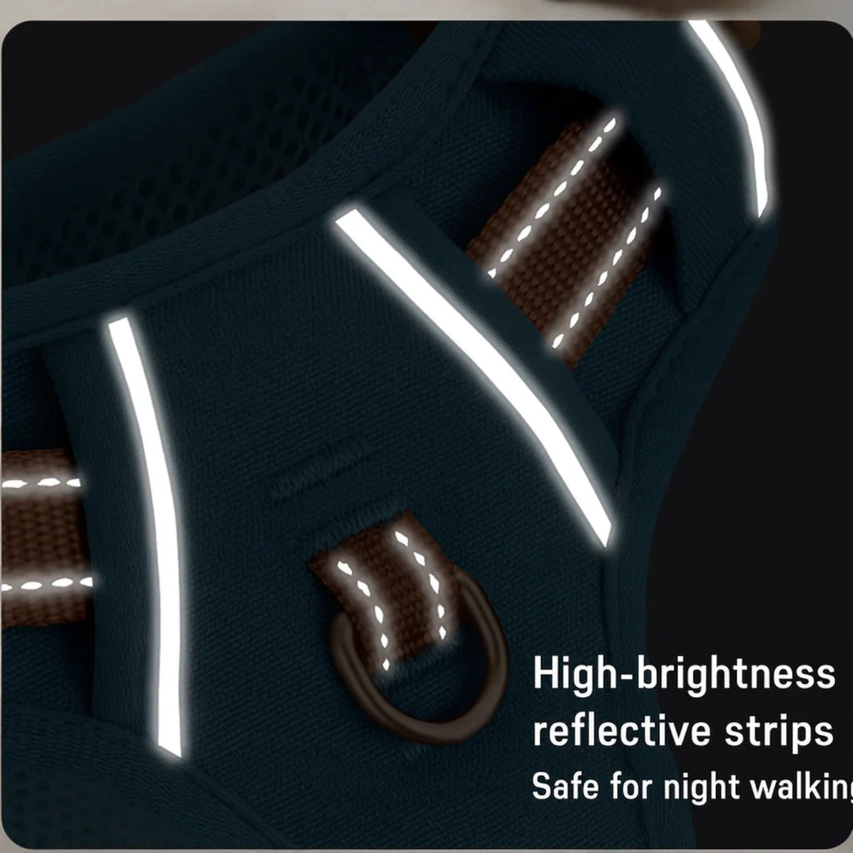 Reflective no-pull harness for French Bulldogs with a widened grab handle