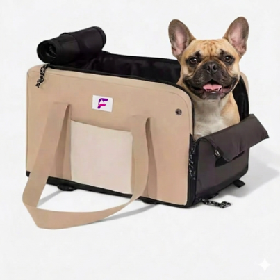French Bulldog Portable Car Safety Seat | Frenchie Console Carrier