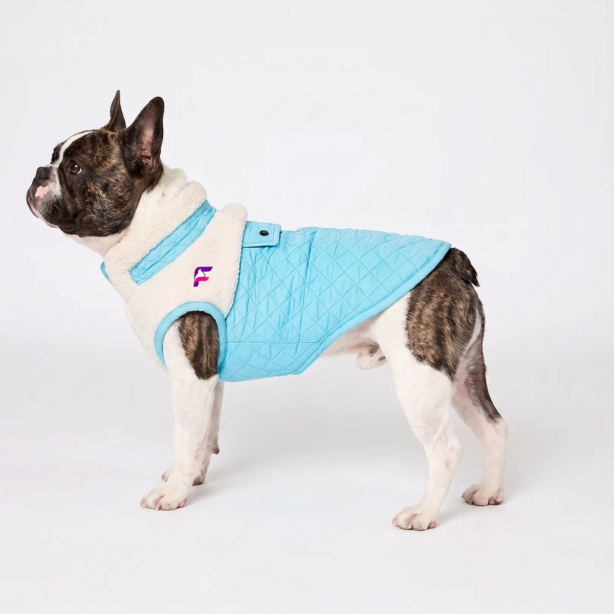 French Bulldog Quilted Winter Coat | Frenchie Sherpa Collar Coat