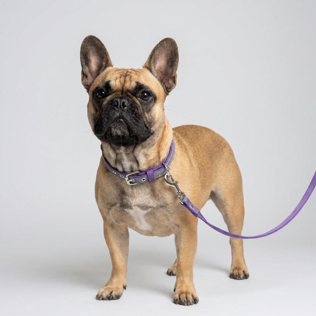 French Bulldog reflective collar leash set black