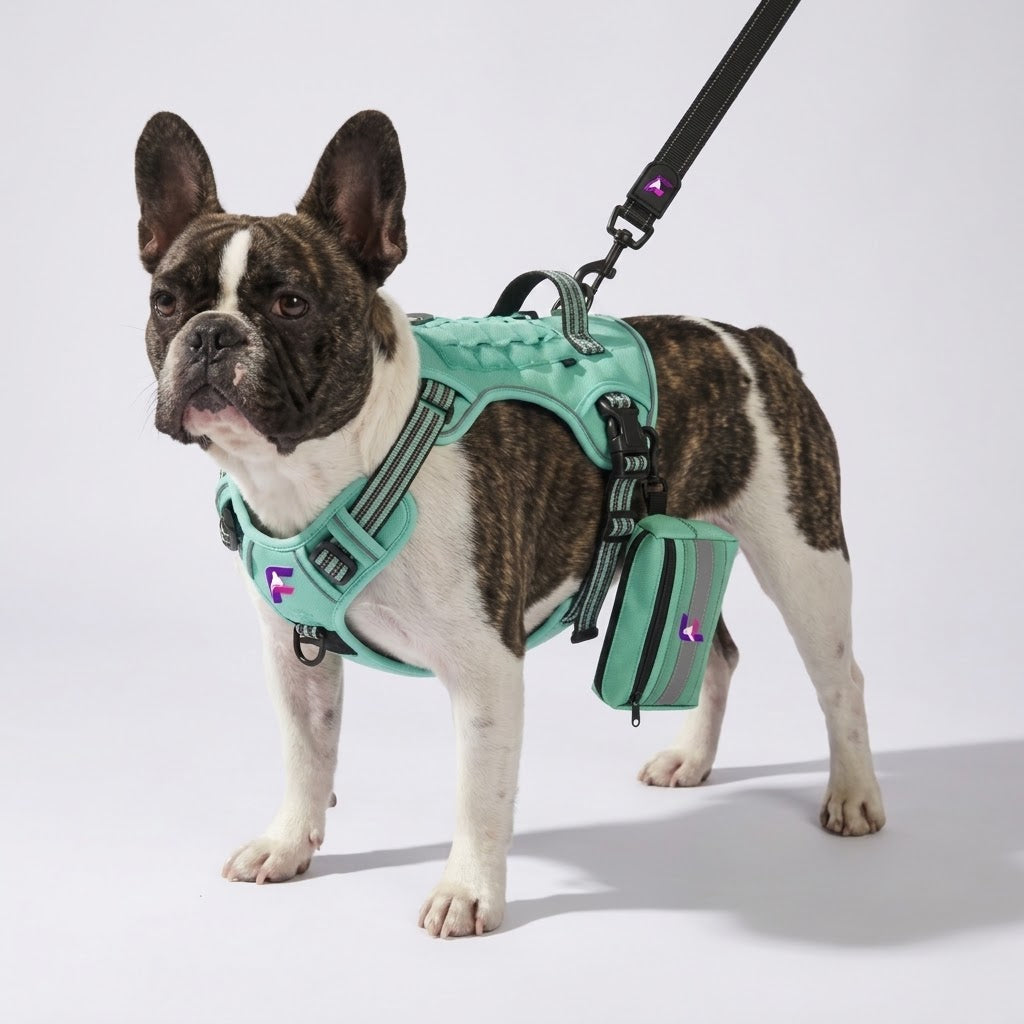 French Bulldog Reflective Tactical Harness Set | Frenchie MOLLE Vest