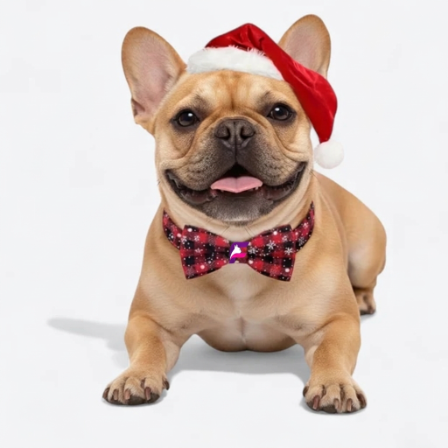 French Bulldog Snowflake Holiday Collar & Bell | Frenchie Christmas Collar