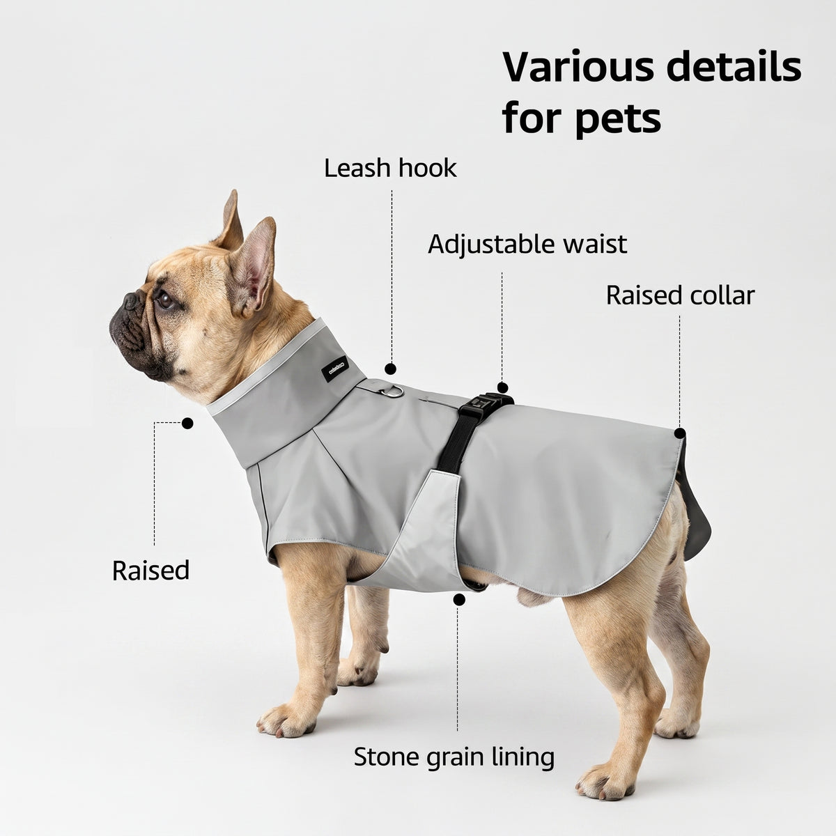 French Bulldog Waterproof Adjustable Raincoat | Frenchie All-Weather Coat