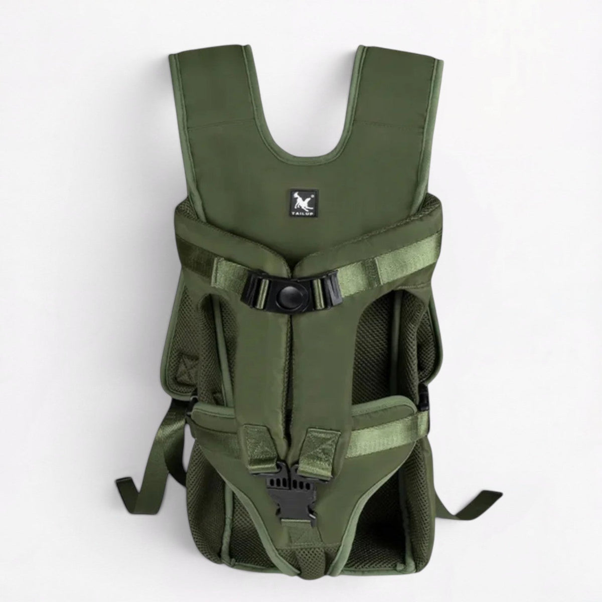 Front-facing carrier backpack for French Bulldogs with a shaped seated base