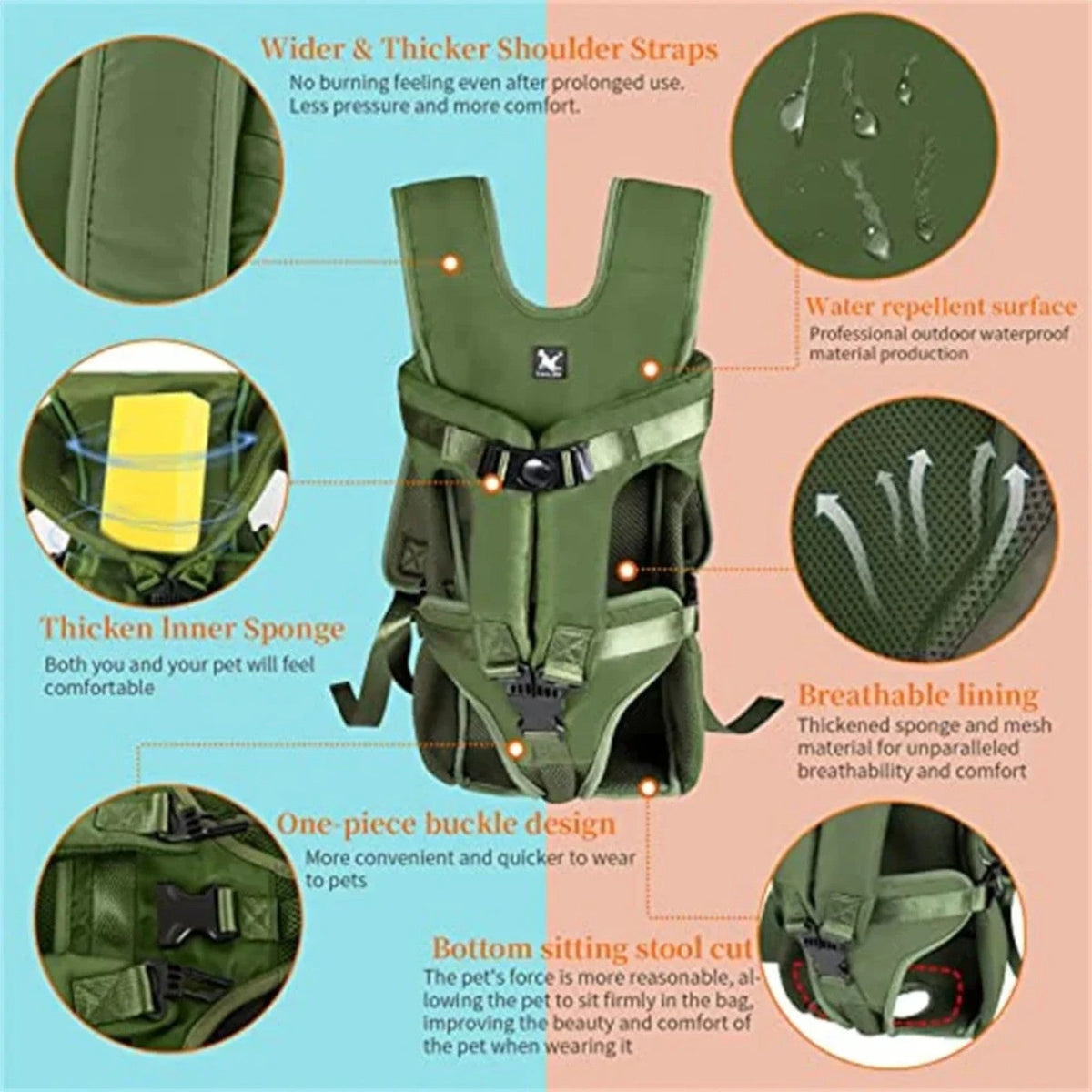 French Bulldog carrier backpack with thickened inner sponge padding