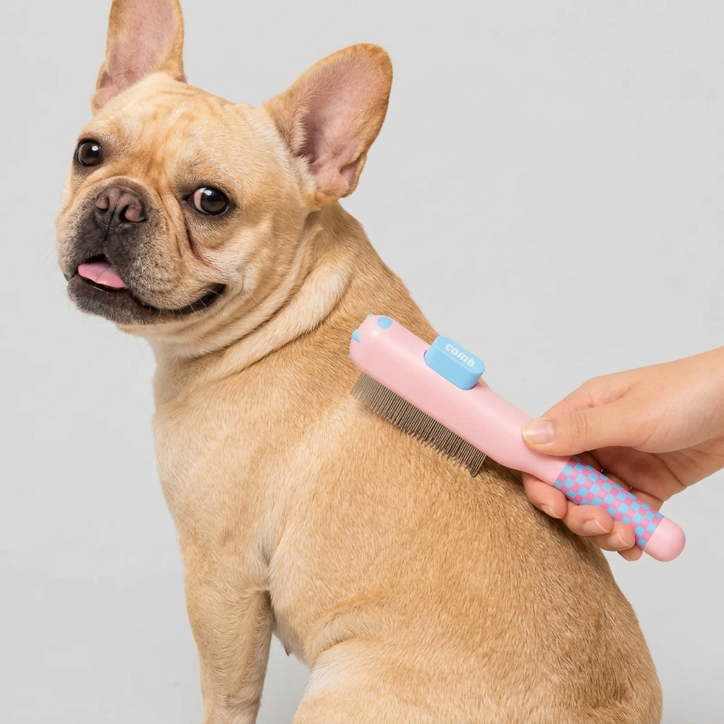 Frenchie shedding brush suited to short and medium-haired coats