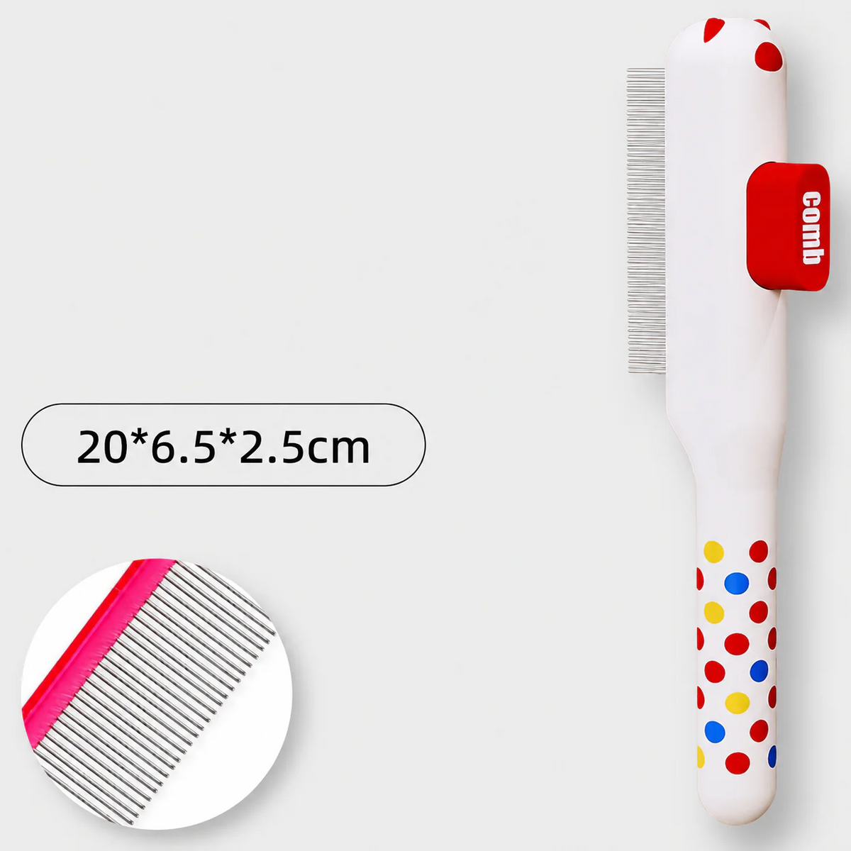 Self-cleaning Frenchie brush that clears the comb in one press