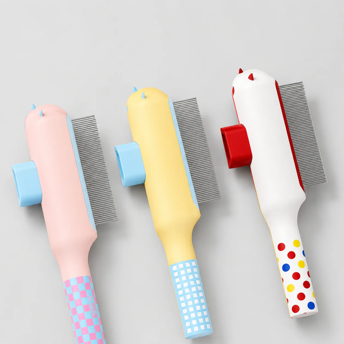 Frenchie grooming brush with a non-slip handle for controlled pressure